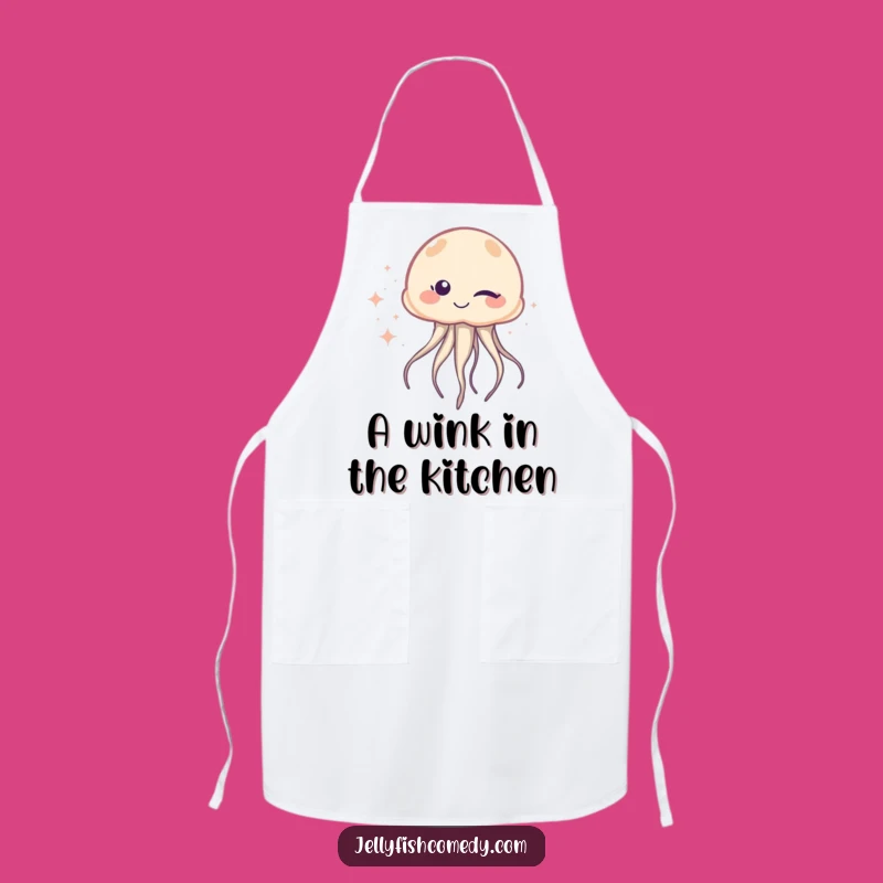 Funny Winking Jellyfish Apron: Sparkle Kitchen Humor