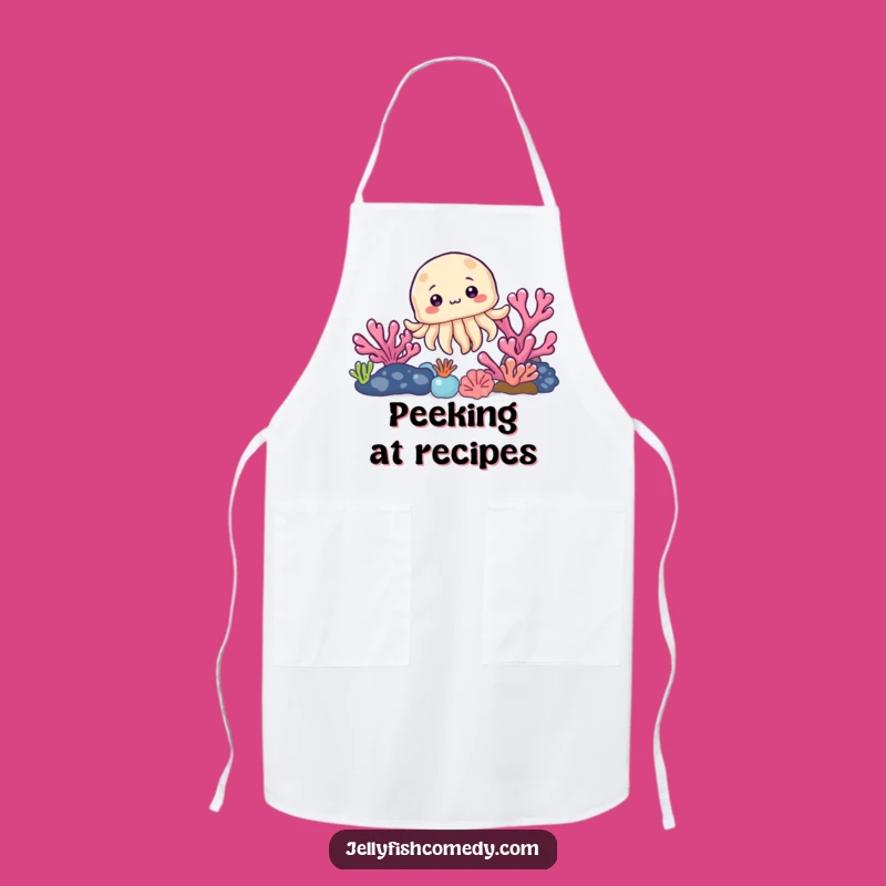 Funny Jellyfish Coral Apron: Kitchen's Ocean Peek, Perfect Humorous Gift
