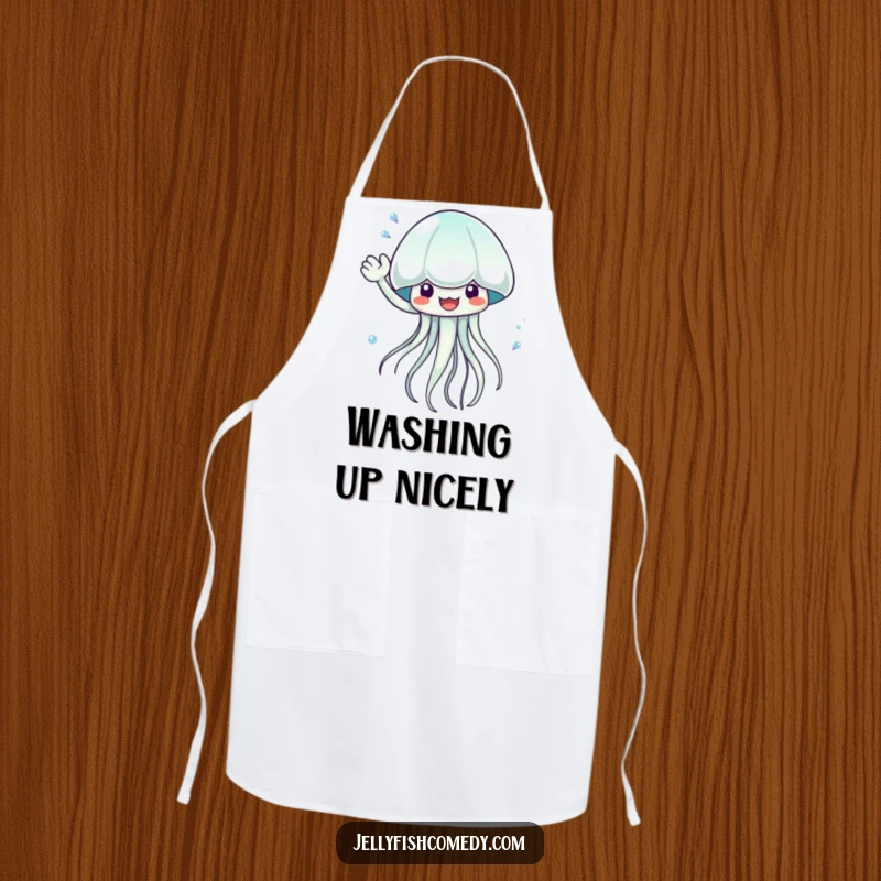 Funny waving jellyfish apron, great for kitchen fun, enthusiastically splashing water while cooking, a functional and playful protective gear.