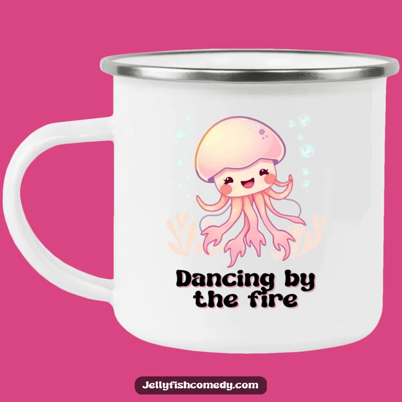 Funny Enamel Glee Jellyfish Dance Camping Mug, Bubbly Sea Creature Cup, Gift Idea