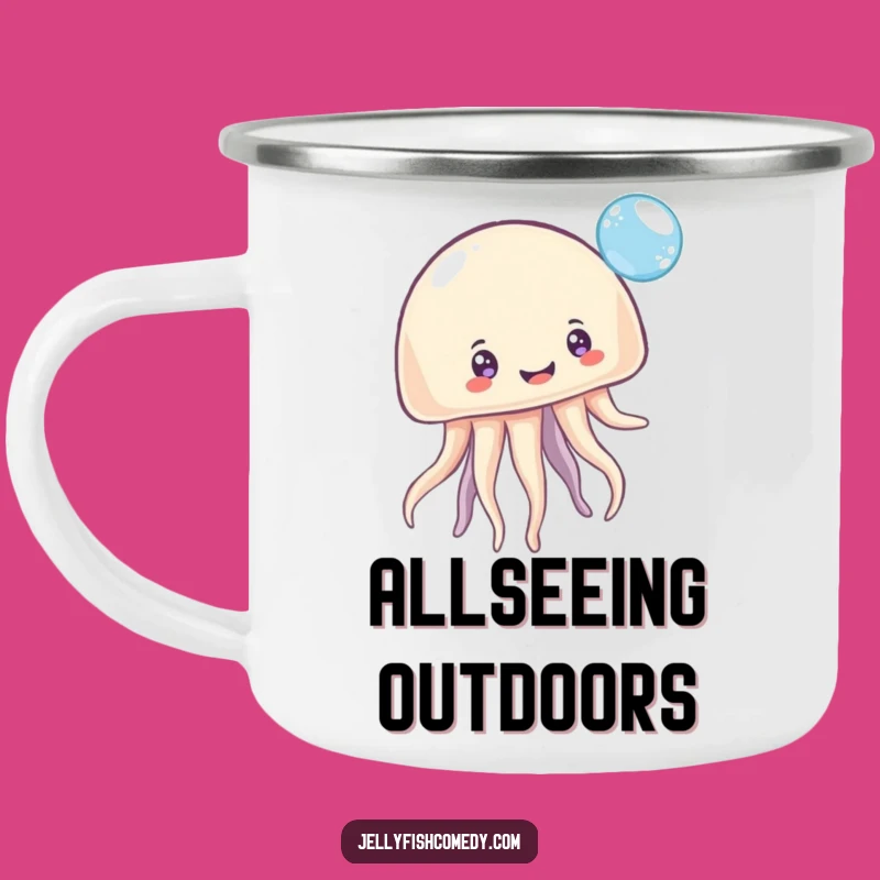 Funny Jellyfish Camping Mug: Playful Bubble Bounce Outdoor Humor