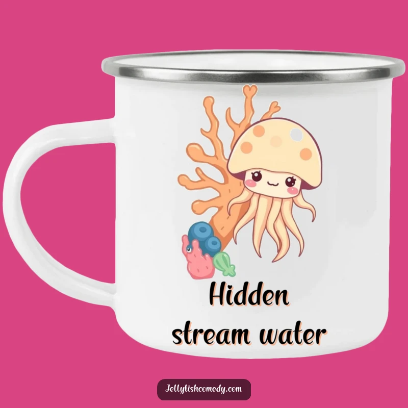 Funny Peekaboo Jellyfish Camping Mug - Kawaii Under the Sea Coral Cup