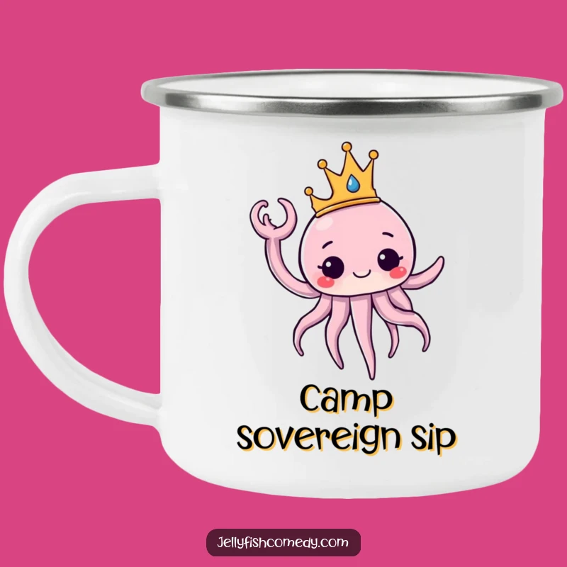 Funny Royal Jellyfish Camping Mug: Regal Campfire Comfort, Great Funny Gift