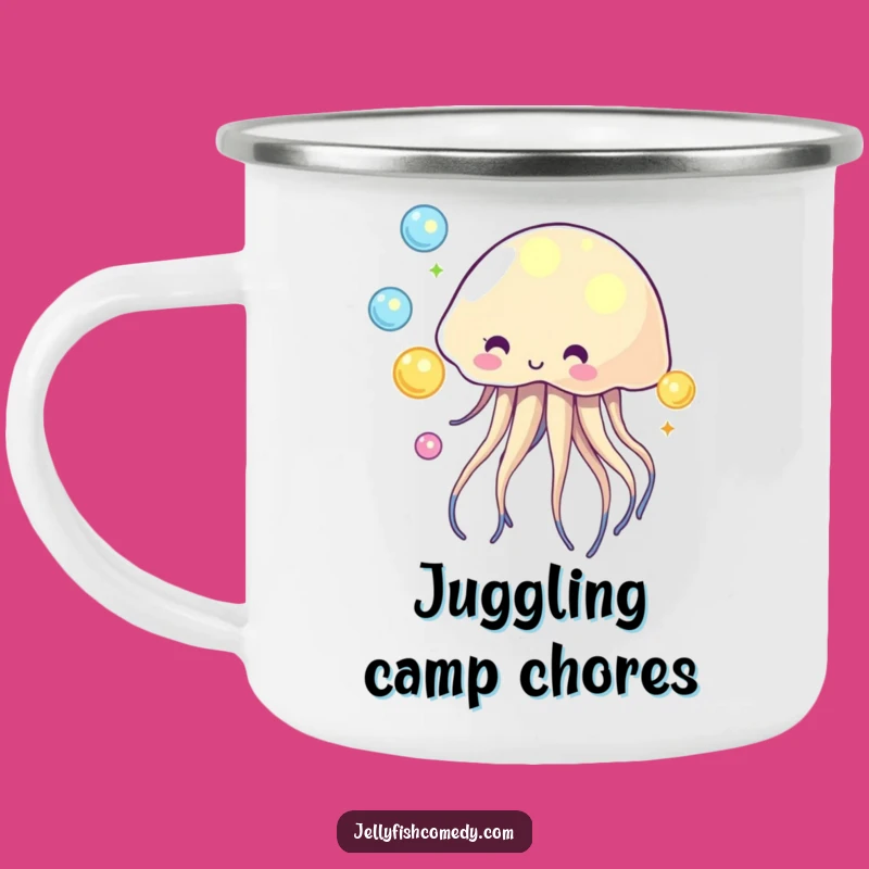 Funny Juggling Jellyfish Camping Mug - Outdoor Glowing Orb Adventure Gift