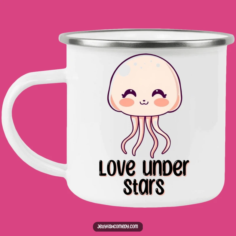 Funny Kawaii Jellyfish Camping Mug: Kiss & Blush Outdoor Humor