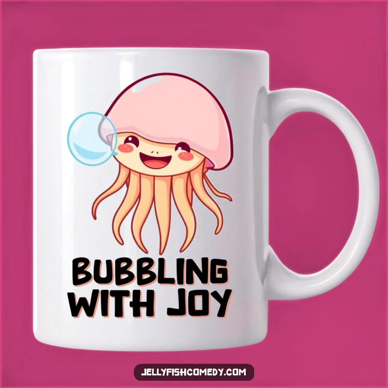 Funny Grinning Jellyfish Mug: Joyful Bubble Humor, Perfect Happy Gift!