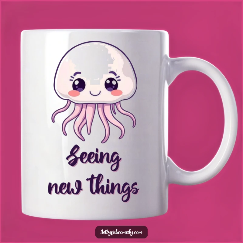 Funny Joyful Jellyfish Mug, Curious Eyes Sea Creature, Perfect Unique Gift