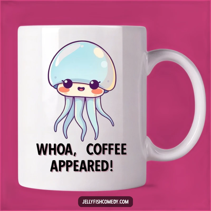 Funny Kawaii Jellyfish Mug: Surprised Expression, Perfect Humorous Gift for Curious Minds