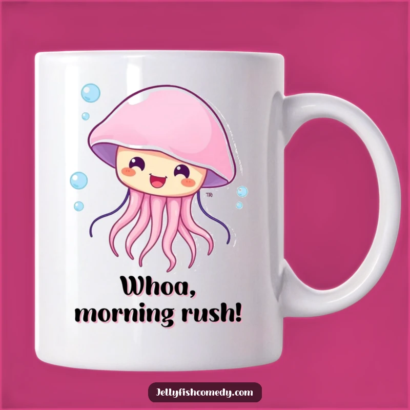 Funny Surprised Jellyfish Mug, Blown by Current, Perfect Unique Gift