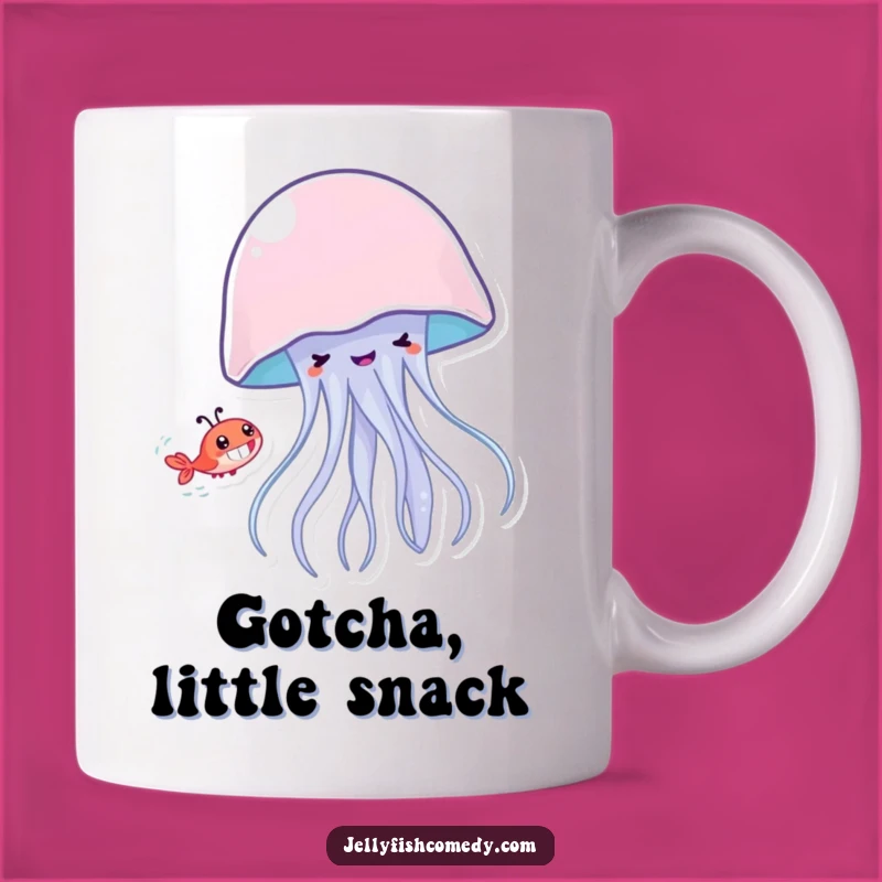Funny Jellyfish Shrimp Chase Mug - Hilarious Ocean Encounter Gift