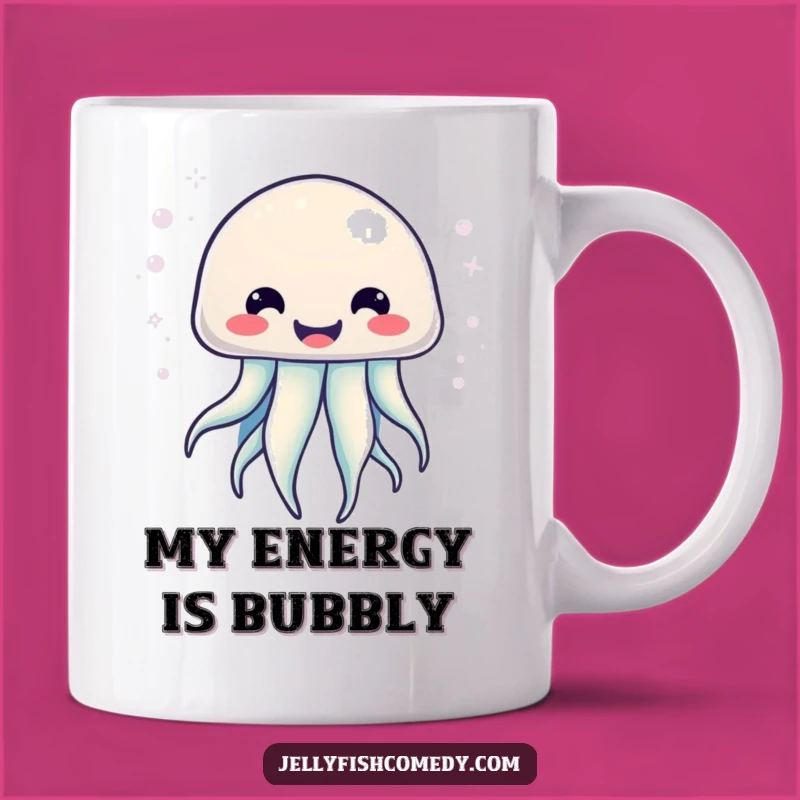 Funny Kawaii Jellyfish Mug: Big Smile, Bubbly Energy Gift