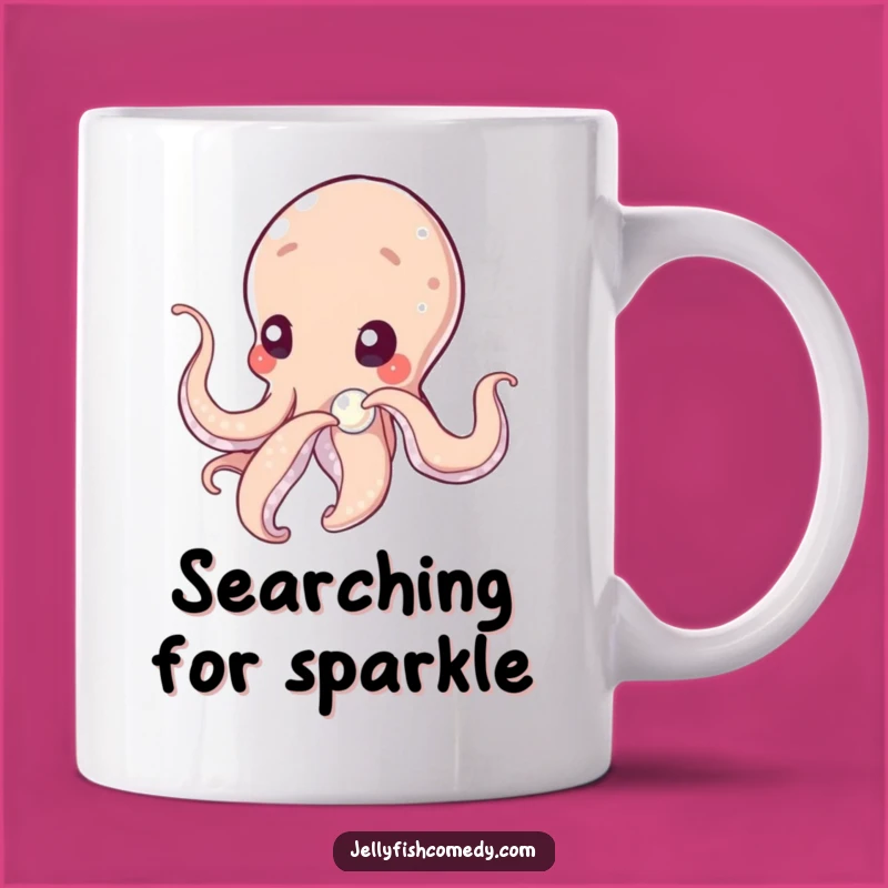 Funny Tentacled Being Pearl Mug, Curious Humorous Gift