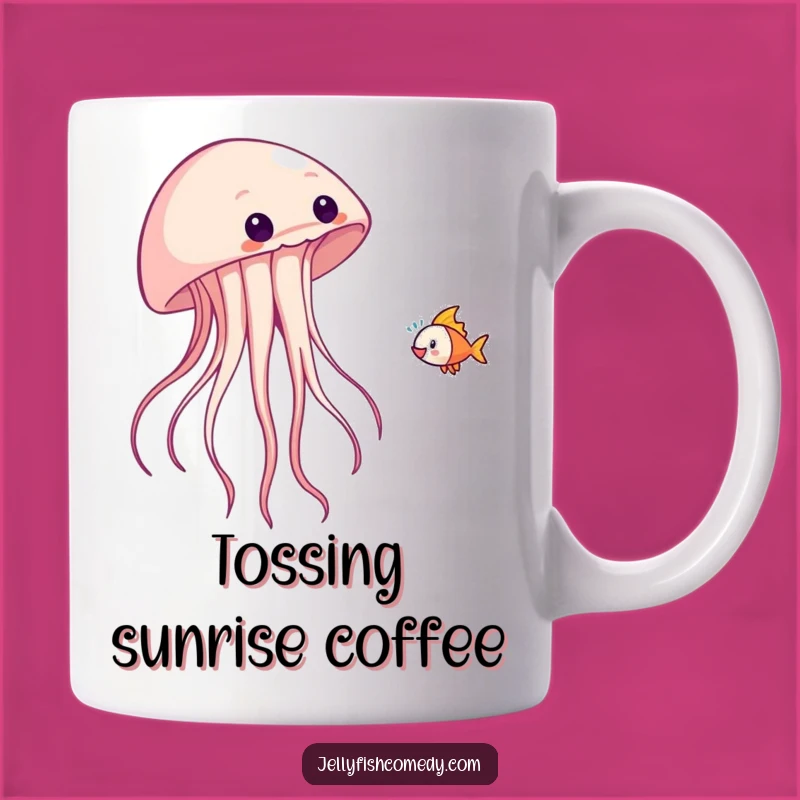 Funny Jellyfish Fish Toss Mug - Playful Undersea Antics Gift