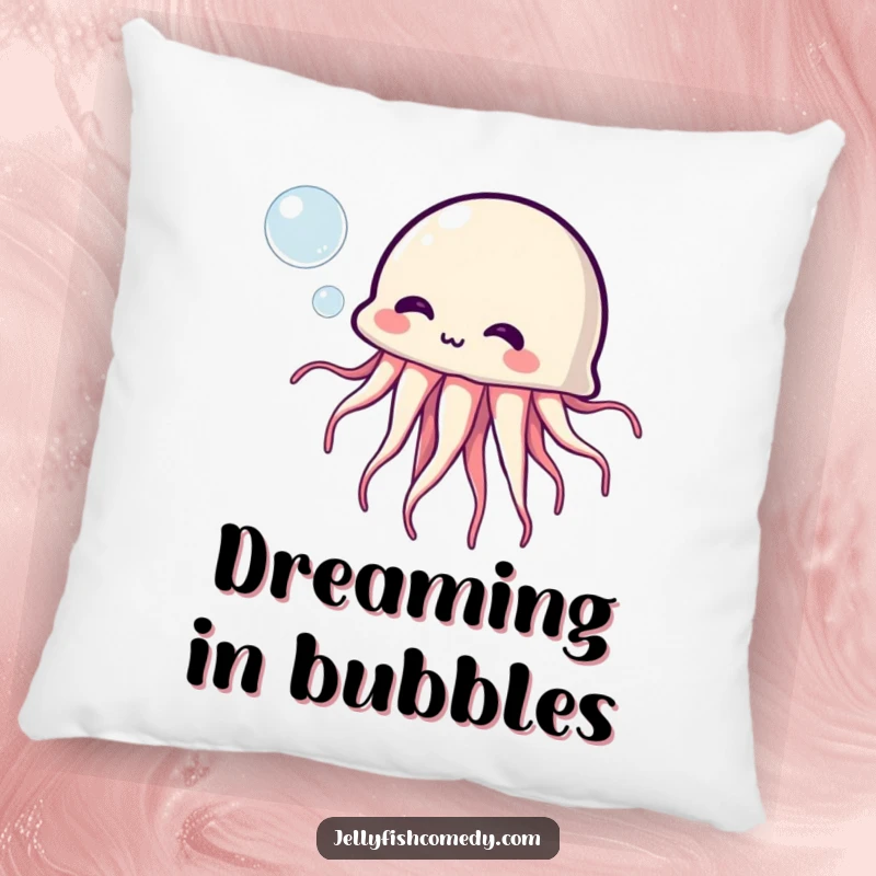 Funny Jellyfish Pillow: A plush cushion with a funny jellyfish blowing bubbles, offering humorous comfort.