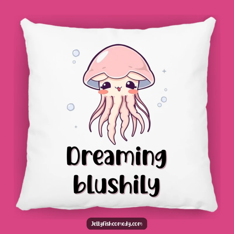 Funny Surprised Jellyfish Pillow: Cozy Comfort with Embarrassed Ocean Humor!