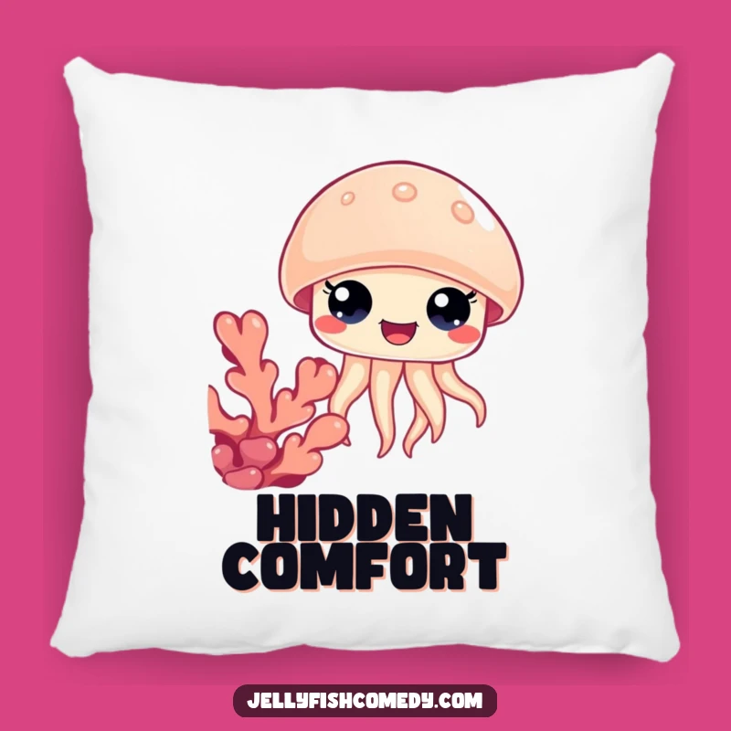Funny Jellyfish Coral Pillow: Cozy Comfort With Peeking Happy Eyes