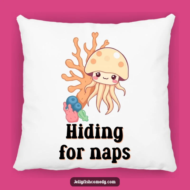 Funny Peekaboo Jellyfish Pillow - Kawaii Under the Sea Coral Cushion