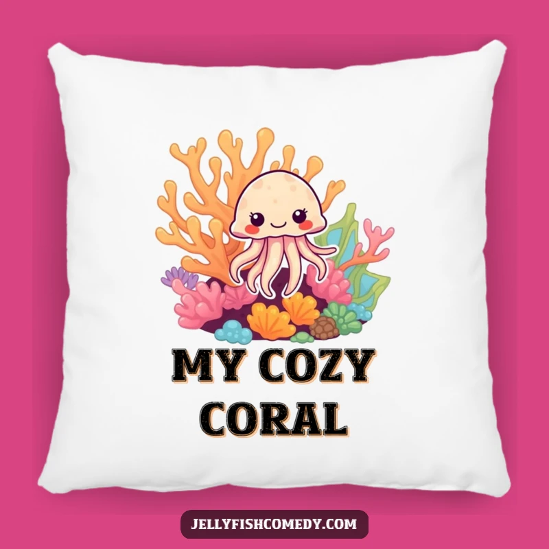 Funny Jellyfish Coral Peek Pillow: Soft Cartoon Cushion for a Cozy Surprise