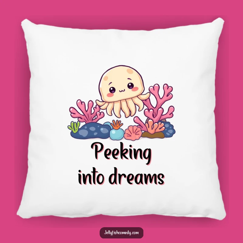 Funny Jellyfish Coral Pillow: Cozy Ocean Cushion, Adorable Humorous Gift