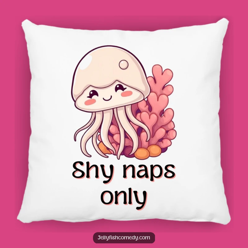 Funny Shy Jellyfish Pillow: Cozy Comfort with Adorable Ocean Humor for Your Home!