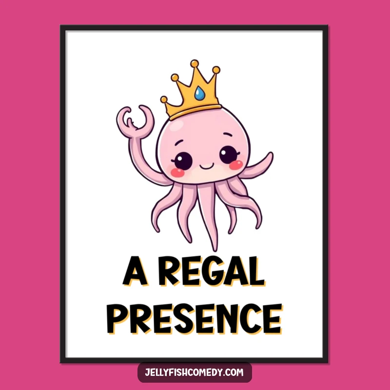 Funny Royal Jellyfish Digital Art: Regal Ocean Majesty, Instant Majestic Decor