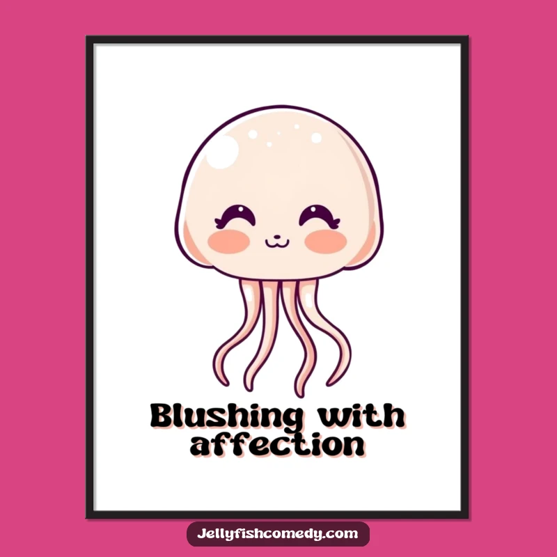 Funny Kawaii Kiss Jellyfish Digital Art Print: Cute Decor
