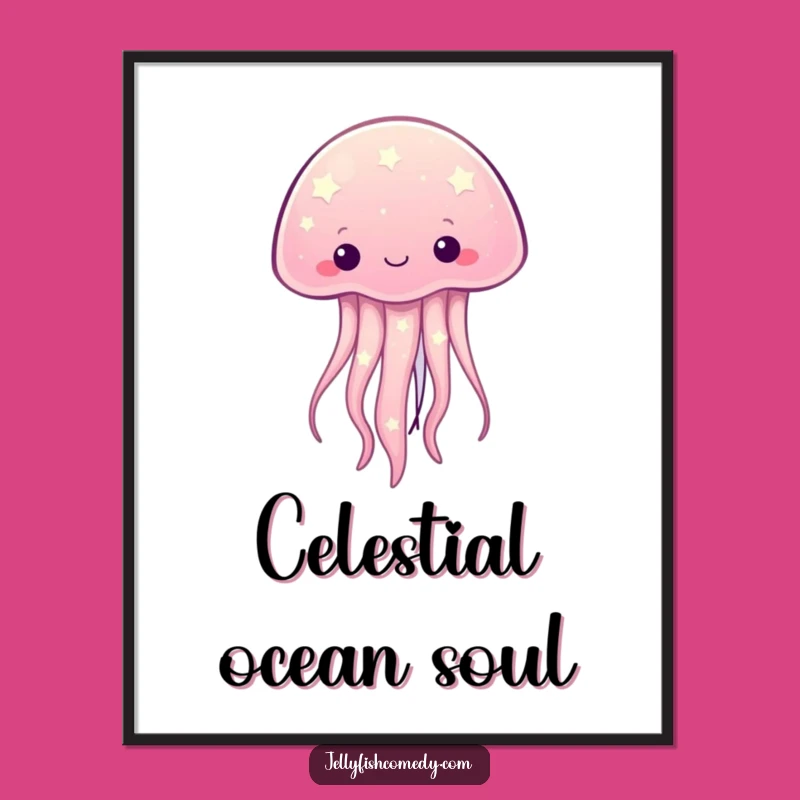 Funny Starry Jellyfish Digital Art - Kawaii Celestial Starry Pattern Print