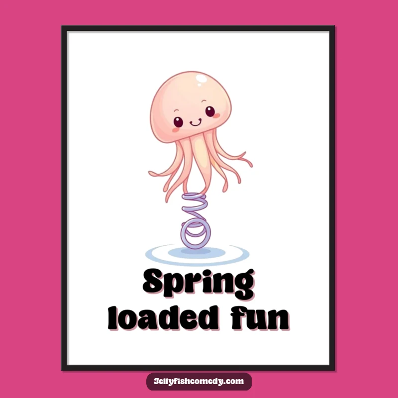 Funny Bouncing Jellyfish Digital Art: Springy Ocean Fun, Instant Playful Decor
