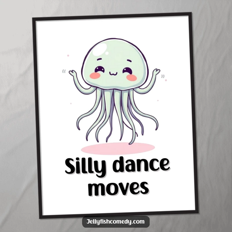 Funny digital art of a jellyfish performing a silly, wobbly dance, capturing playful underwater movement.