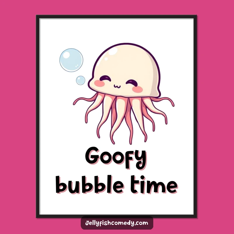 Funny Jellyfish Bubble Digital Art: Cheerful Cartoon Print for Instant Joy