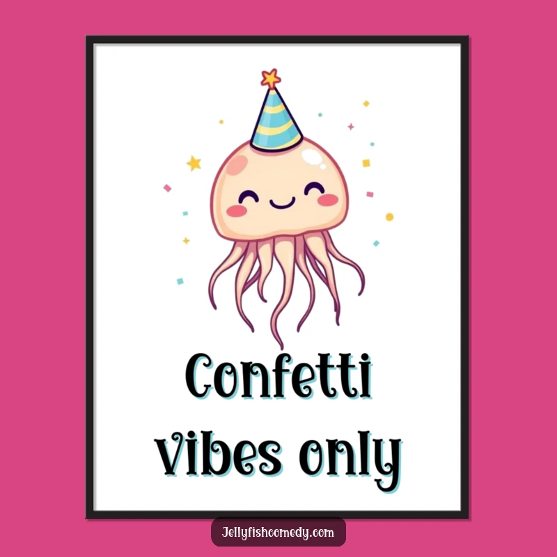 Funny Jellyfish Party Hat Digital Art: Instant Hilarious Wall Decor for Any Space