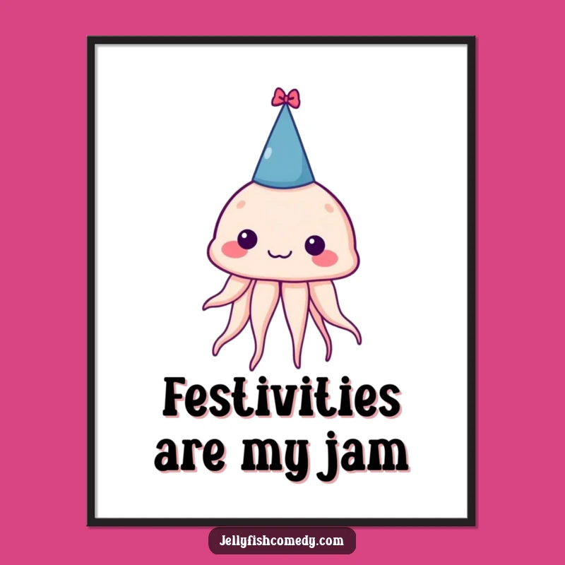 Funny Jellyfish Party Hat Digital Art: Instant Humor For Your Walls