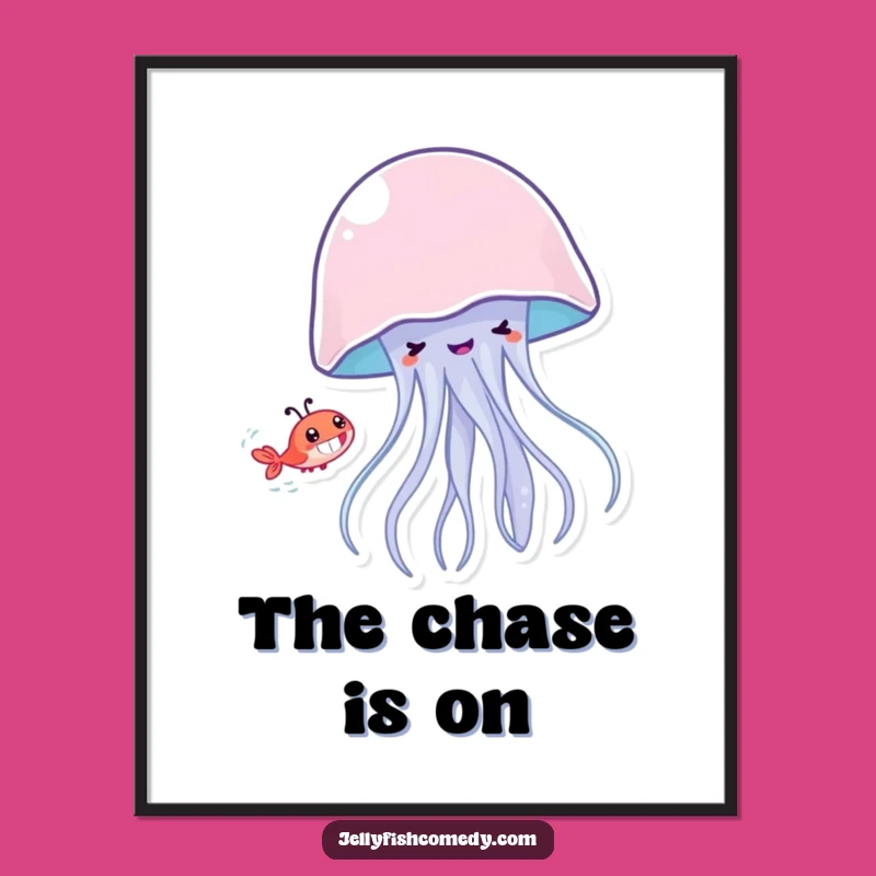 Funny Jellyfish Shrimp Chase Digital Art - Instant Playful Decor