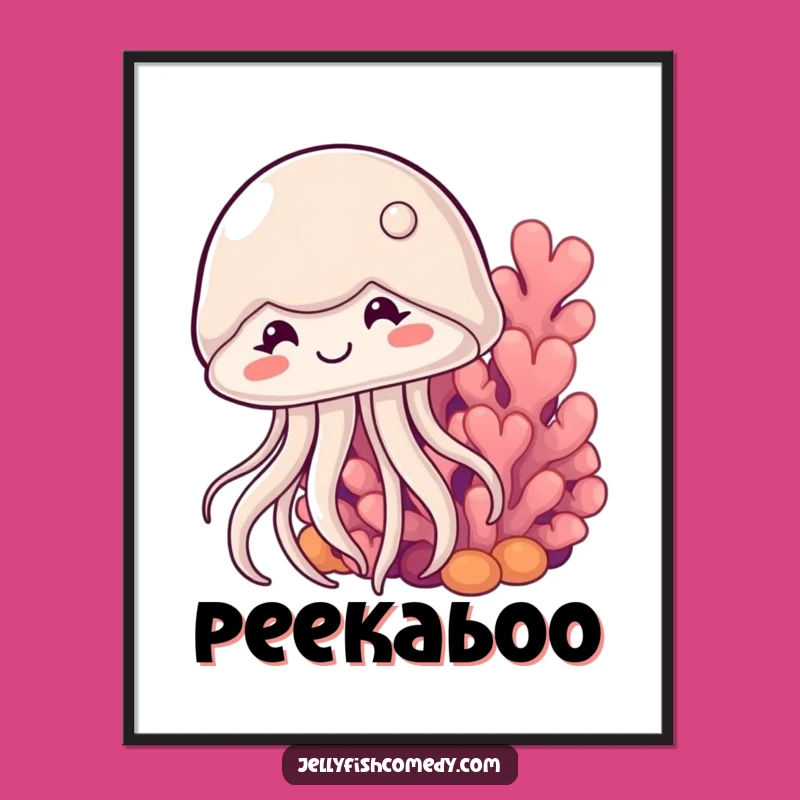 Funny Shy Jellyfish Digital Art: Cute Ocean Humor Print, Instant Download!