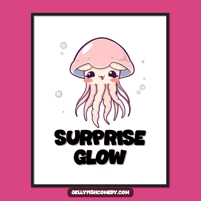 Funny Surprised Jellyfish Digital Art: Cute Embarrassed Print, Instant Download!