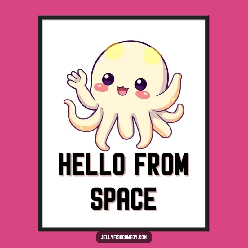 Funny Floating Creature Tentacles Digital Art Print, Instant Wonder Gift