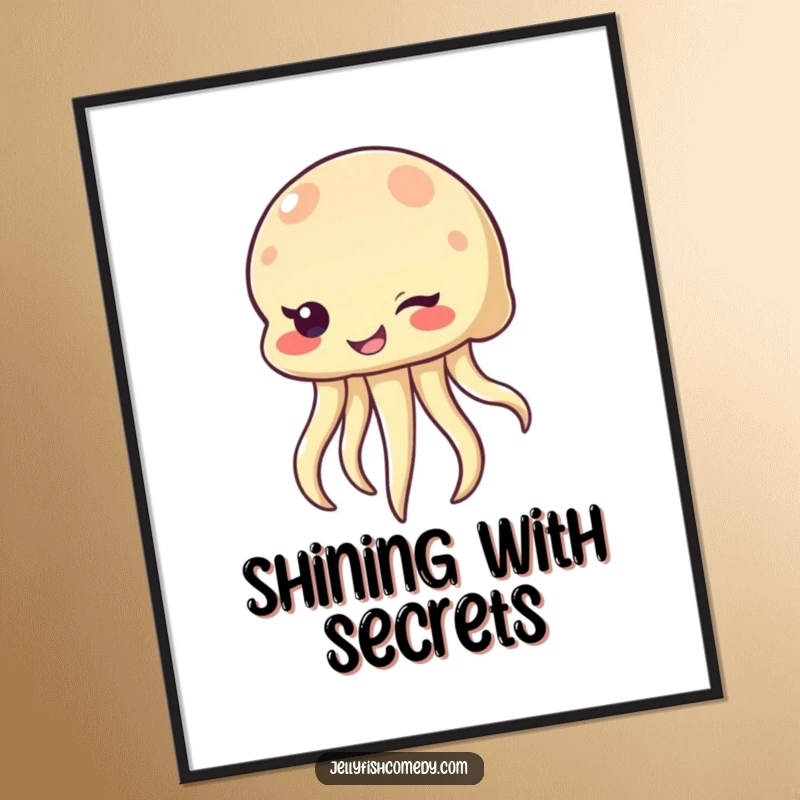 Funny winking jellyfish digital art print, a sea creature with a mischievous smile and wink, perfect for instant download and playful decor.