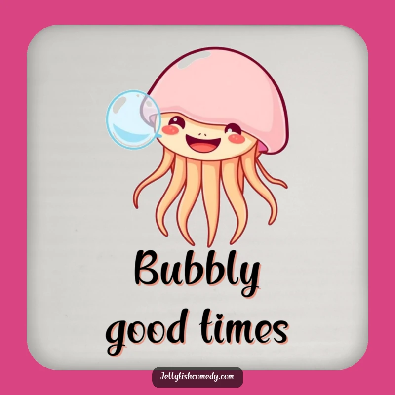 Funny Grinning Jellyfish Drink Coaster: Protect Surfaces with Joyful Humor!
