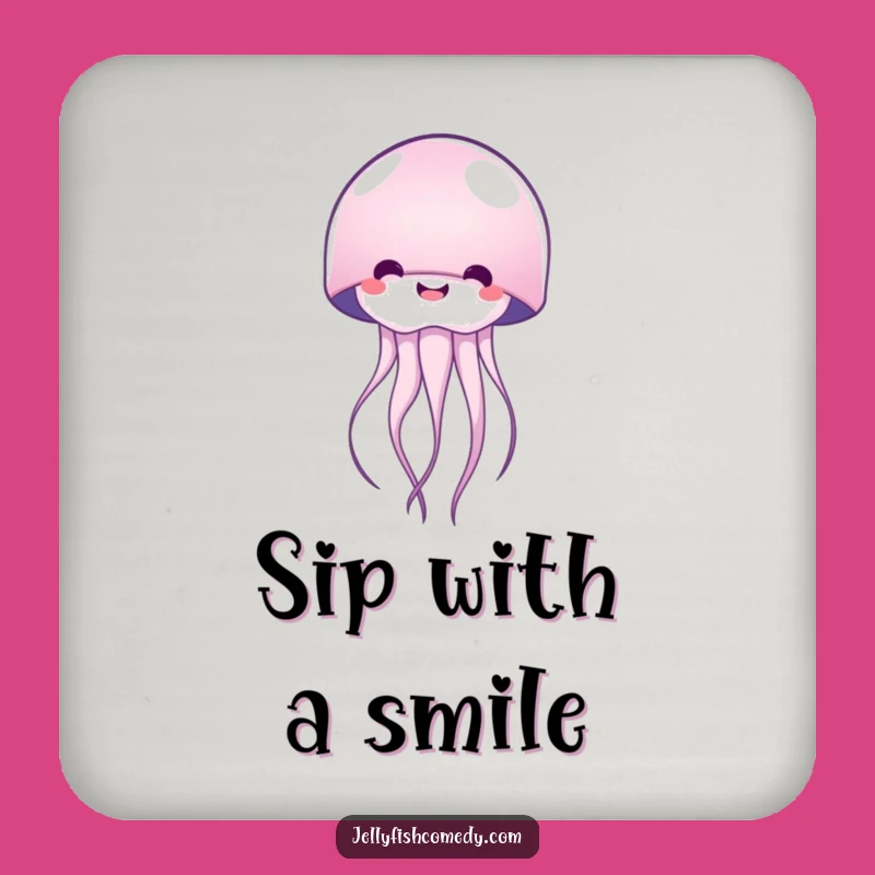 Funny Happy Jellyfish Drink Coaster: Protect Surfaces with a Smile
