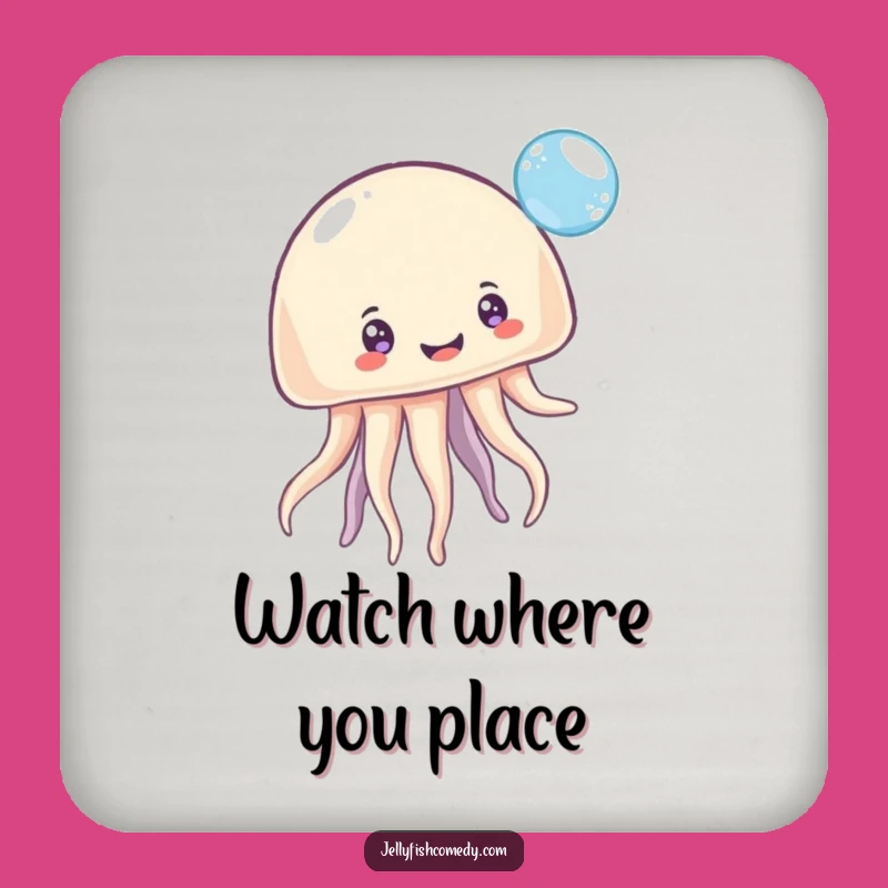Funny Jellyfish Coaster: Playful Bubble Bounce Table Protection Humor
