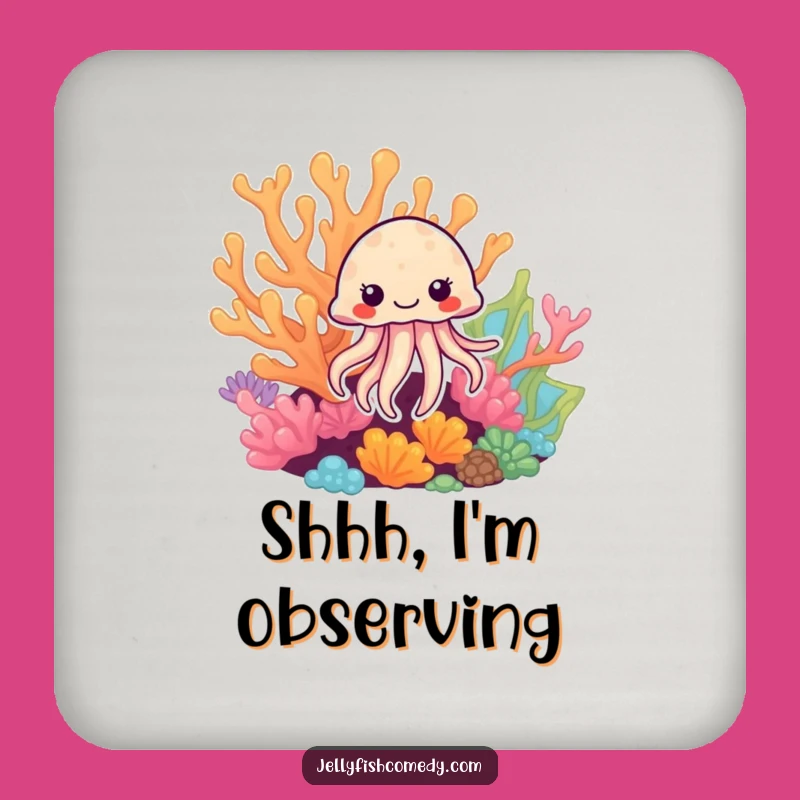 Funny Jellyfish Coral Peek Coaster: Whimsical Cartoon Set for Stylish Protection