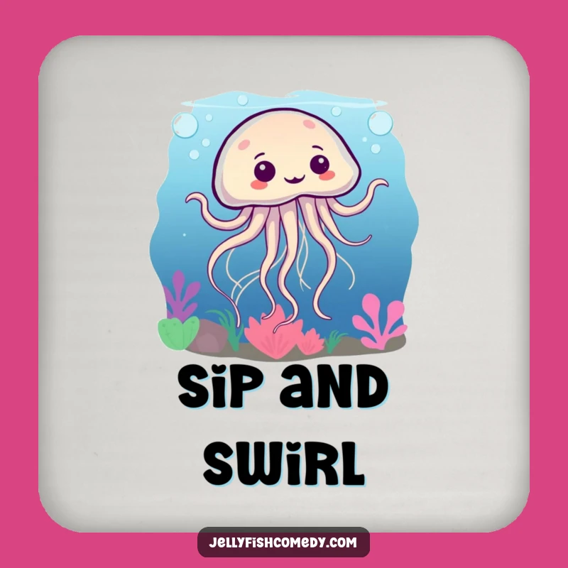 Funny Jellyfish Dance Coaster - Humorous Gift for Tabletop Whimsy