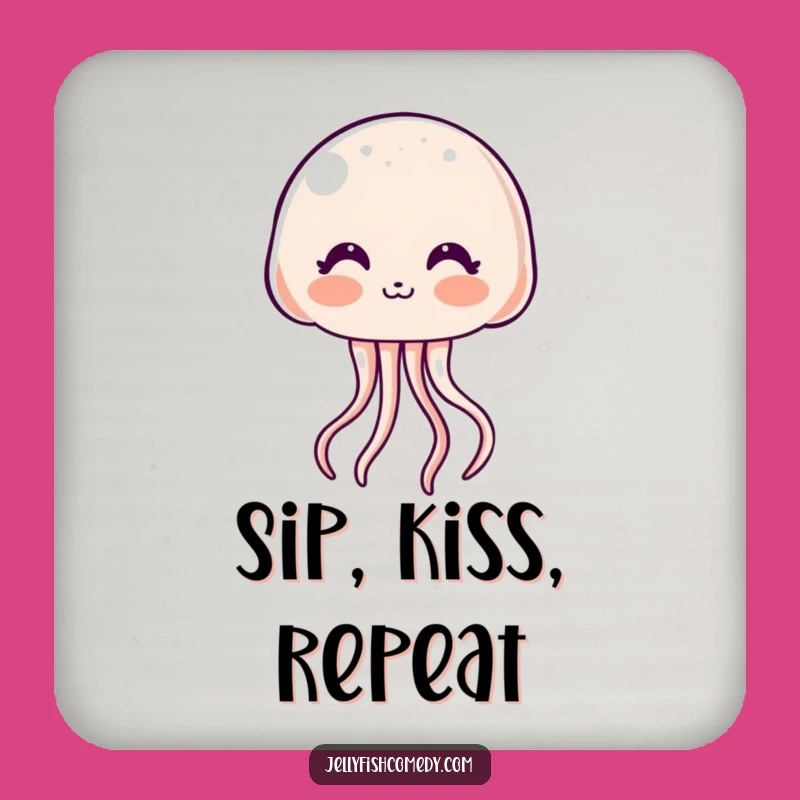 Funny Kawaii Jellyfish Coaster: Kiss & Blush Protection Humor