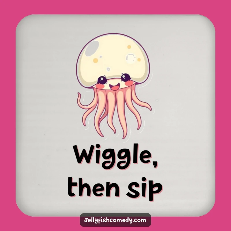 Funny Kawaii Jellyfish Coasters: Giggling Protection, Set of Humorous Table Gifts