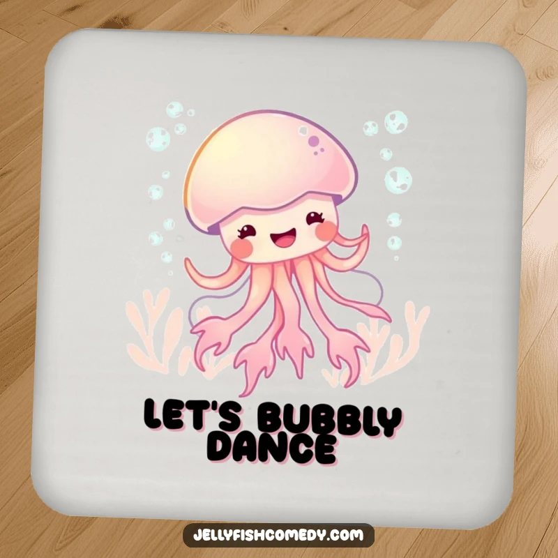 Funny glee jellyfish dance coasters, featuring bubbly sea creatures performing joyful underwater dances.