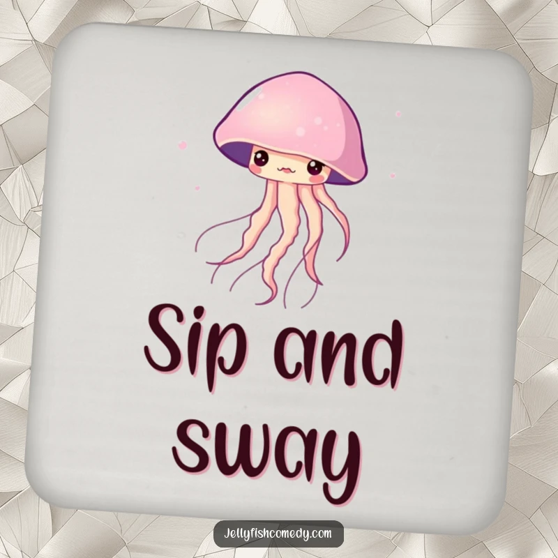 Funny Drink Coasters showcasing a jellyfish gracefully twirling in the water. These coasters offer elegant protection.