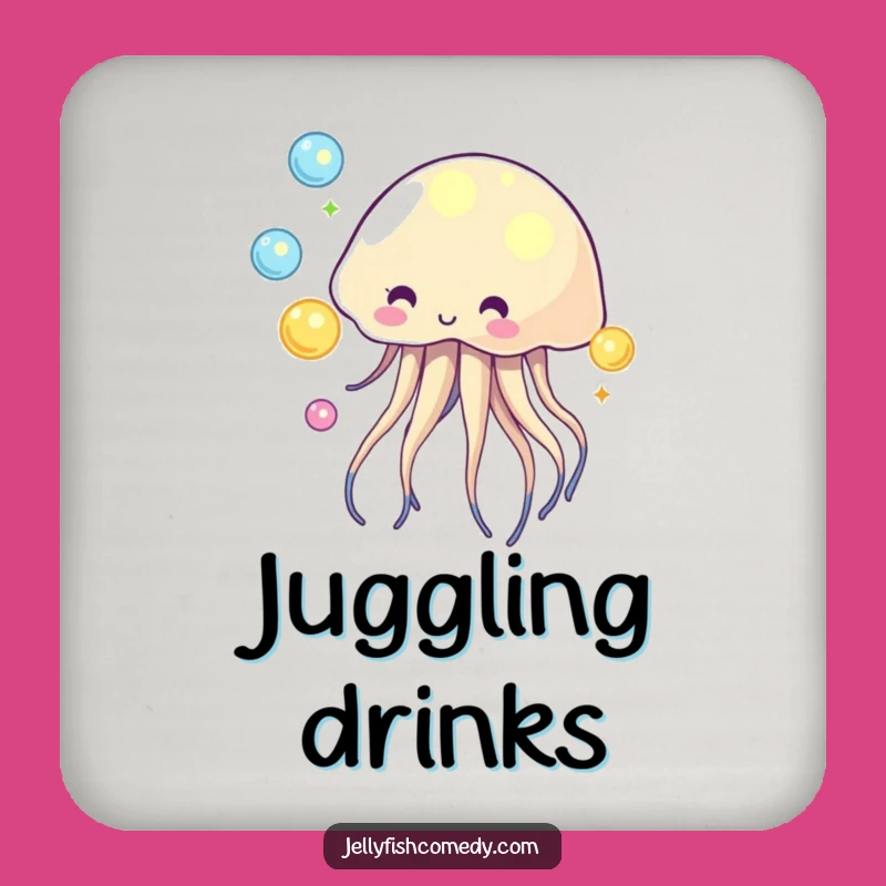Funny Juggling Jellyfish Drink Coaster - Glowing Orb Table Protection Gift
