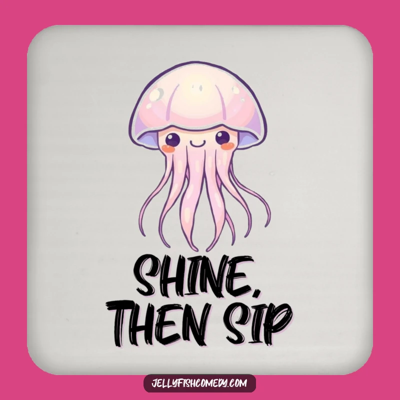 Funny Kawaii Jellyfish Coasters: Glowing Protection, Set of Humorous Table Gifts