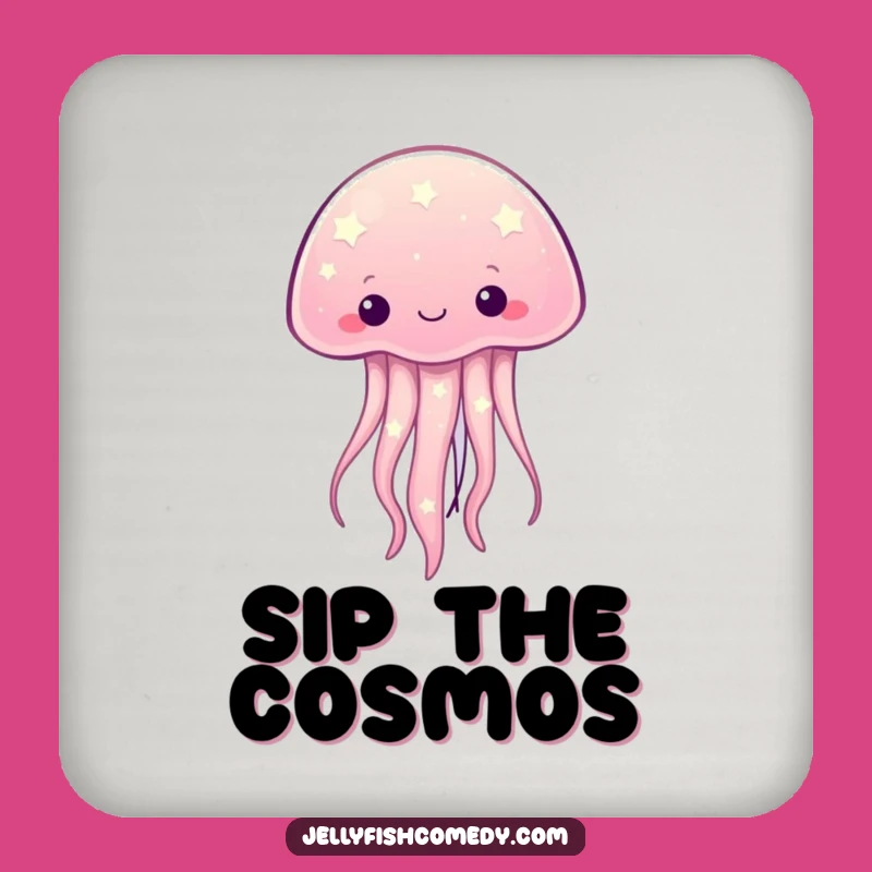 Funny Starry Jellyfish Drink Coaster - Kawaii Celestial Starry Pattern