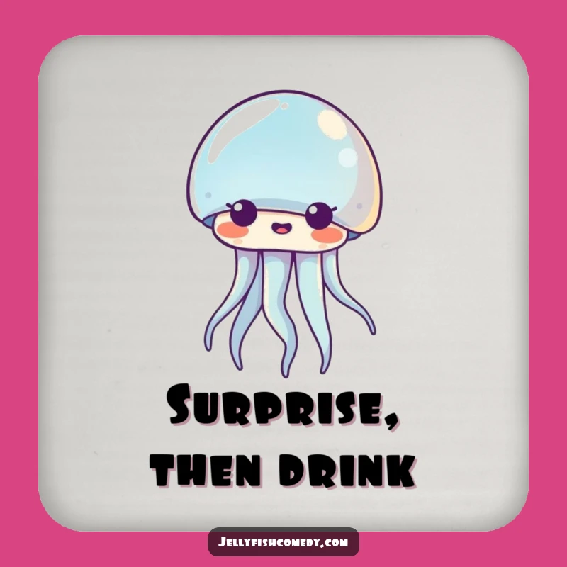 Funny Kawaii Jellyfish Coasters: Surprised Protection, Set of Humorous Table Gifts